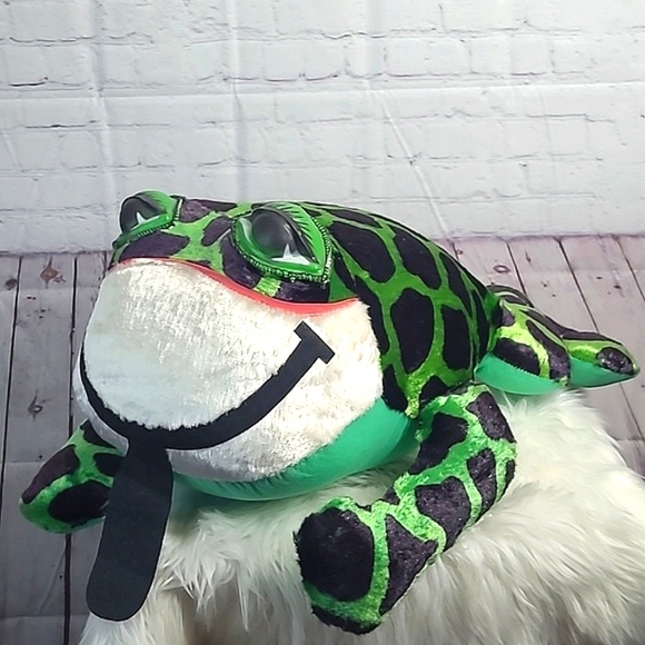 Vintage 90s Weird Funky Big Eye XL Jumbo Frog Toad Carnival Plush Stuffed Animal - Picture 4 of 17